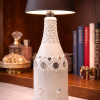 Handcrafted Ivory Textured Bottle Lamp with Mirror Work - Free Rechargeable Lamp