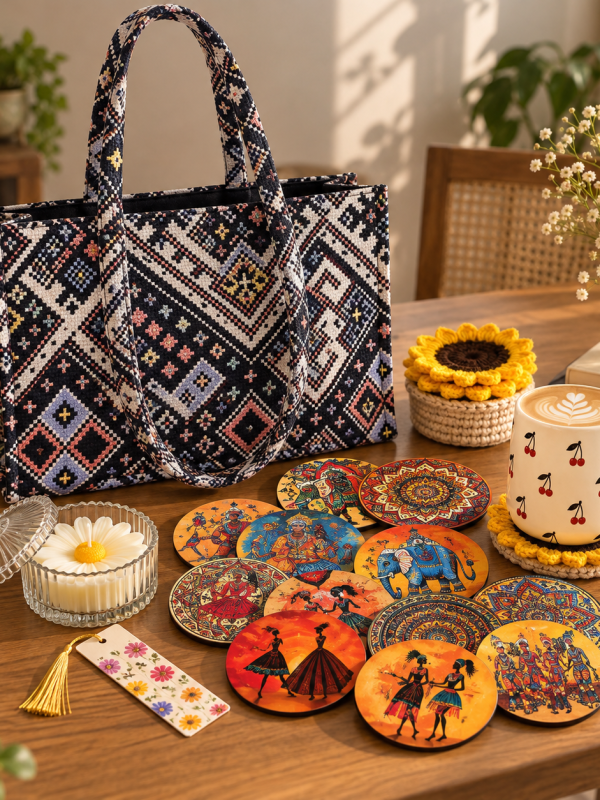 Personalized Gift Hamper for Women | Tote Bag, Wall Decor, Candle, Coasters & Coffee Mug